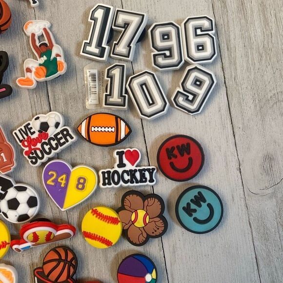 Lot of 64 Shoe Charms for Crocs - Varsity Letters Numbers Sports Coffee Summer - Picture 4 of 8